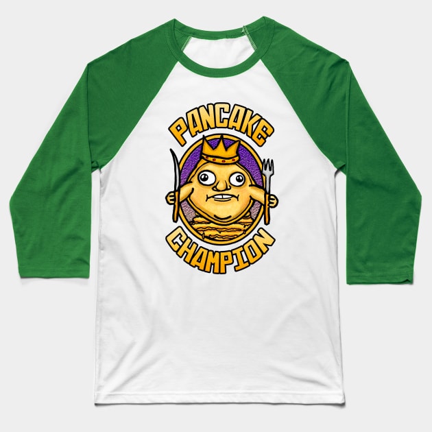 PANCAKE CHAMPION Baseball T-Shirt by BEAVERNIGHT